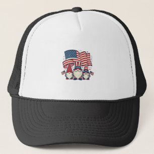 Patriotisches Gnom-Flagge Vintage-Stich-Design_1 Truckerkappe