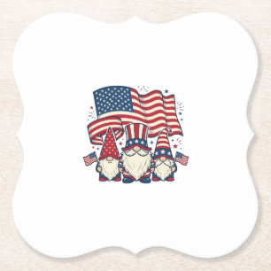 Patriotisches Gnom-Flagge Vintage-Stich-Design_1 Untersetzer