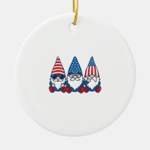 Patriotisches Gnom-Trio Vintage-Vector-Shirt-Desig Keramik Ornament