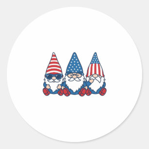 Patriotisches Gnom-Trio Vintage-Vector-Shirt-Desig Runder Aufkleber