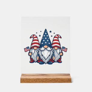 Patriotisches Gnom-Trio Vintage-Vektordesign_1 Acrylschild