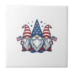 Patriotisches Gnom-Trio Vintage-Vektordesign_1 Fliese