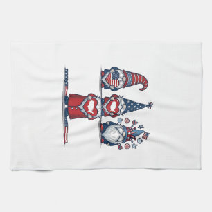 Patriotisches Gnom-Trio Vintage-Vektordesign_1 Geschirrtuch