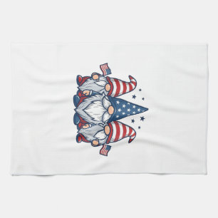 Patriotisches Gnom-Trio Vintage-Vektordesign_1 Geschirrtuch