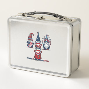 Patriotisches Gnom-Trio Vintage-Vektordesign_1 Metall Brotdose