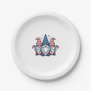 Patriotisches Gnom-Trio Vintage-Vektordesign_1 Pappteller