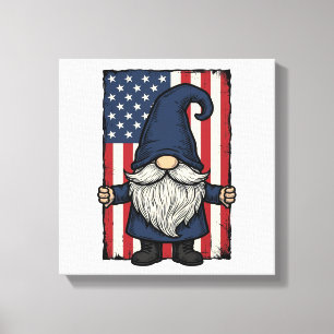 Patriotisches Gnom-Vintage-Flag-Shirt-Design_1 Leinwanddruck