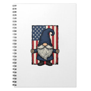 Patriotisches Gnom-Vintage-Flag-Shirt-Design_1 Notizblock