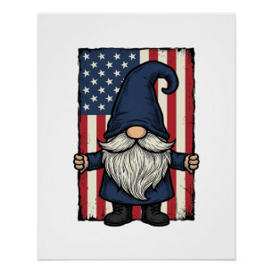 Patriotisches Gnom-Vintage-Flag-Shirt-Design_1 Poster