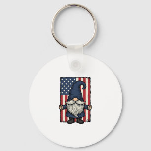 Patriotisches Gnom-Vintage-Flag-Shirt-Design_1 Schlüsselanhänger