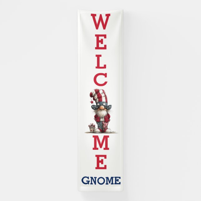 Patriotisches Gnom-Willkommensschild Banner (Vertikal)