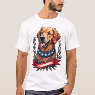 Patriotisches Golden Retriever Americana Art Tee 2