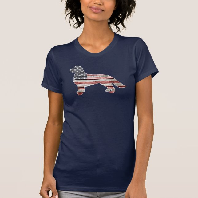 Patriotisches golden retriever, amerikanische T-Shirt (Vorderseite)