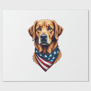 Patriotisches Golden Retriever-Bandana-Vintage-T-S Geschenkpapier