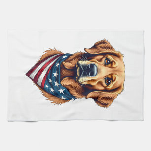 Patriotisches Golden Retriever-Bandana-Vintage-T-S Geschirrtuch