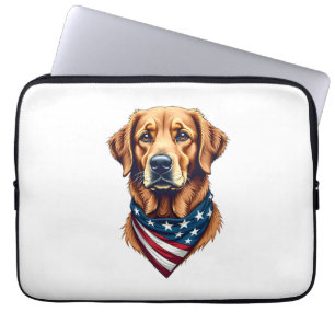 Patriotisches Golden Retriever-Bandana-Vintage-T-S Laptopschutzhülle