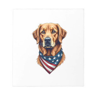 Patriotisches Golden Retriever-Bandana-Vintage-T-S Notizblock