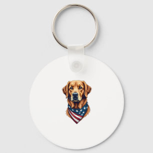 Patriotisches Golden Retriever-Bandana-Vintage-T-S Schlüsselanhänger