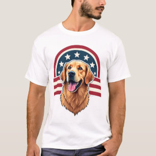 Patriotisches Golden Retriever Bogen-Layout-Shirt T-Shirt