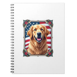 Patriotisches Golden Retriever-Eckenrahmen-Shirt 3 Notizblock