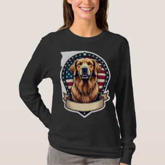 Patriotisches Golden Retriever-Emblem Vintage-T-Sh T-Shirt