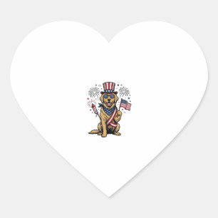 Patriotisches Golden Retriever Feuerwerk Vintage-S Herz-Aufkleber