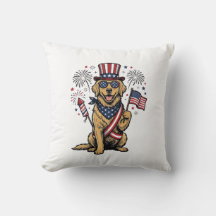Patriotisches Golden Retriever Feuerwerk Vintage-S Kissen