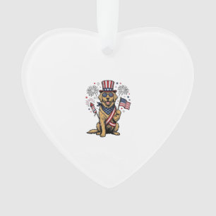 Patriotisches Golden Retriever Feuerwerk Vintage-S Ornament