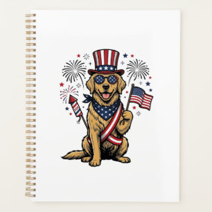 Patriotisches Golden Retriever Feuerwerk Vintage-S Planer