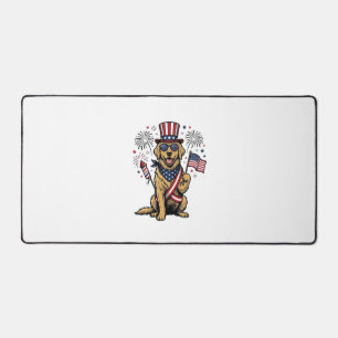 Patriotisches Golden Retriever Feuerwerk Vintage-S Schreibtischunterlage