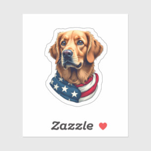 Patriotisches Golden Retriever Gesicht Vintage-Shi Aufkleber