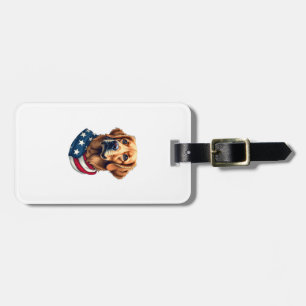 Patriotisches Golden Retriever Gesicht Vintage-Shi Gepäckanhänger