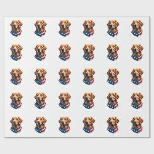 Patriotisches Golden Retriever Gesicht Vintage-Shi Geschenkpapier