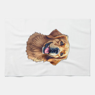 Patriotisches Golden Retriever-Gesicht Vintage-Shi Geschirrtuch