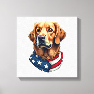 Patriotisches Golden Retriever Gesicht Vintage-Shi Leinwanddruck