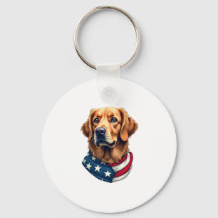 Patriotisches Golden Retriever Gesicht Vintage-Shi Schlüsselanhänger