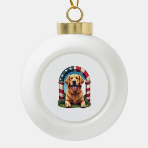 Patriotisches Golden Retriever Heritage Arch Shirt Keramik Kugel-Ornament