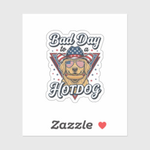 Patriotisches Golden Retriever Hotdog Vintage-Shir Aufkleber