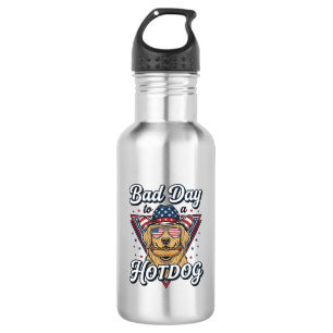 Patriotisches Golden Retriever Hotdog Vintage-Shir Edelstahlflasche