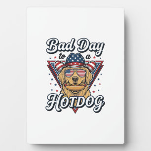 Patriotisches Golden Retriever Hotdog Vintage-Shir Fotoplatte