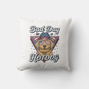 Patriotisches Golden Retriever Hotdog Vintage-Shir Kissen