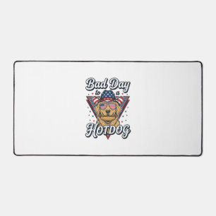 Patriotisches Golden Retriever Hotdog Vintage-Shir Schreibtischunterlage