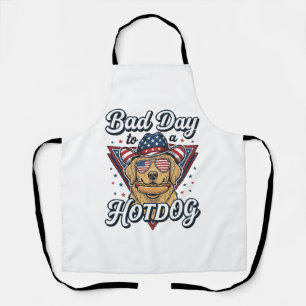 Patriotisches Golden Retriever Hotdog Vintage-Shir Schürze