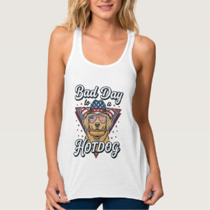 Patriotisches Golden Retriever Hotdog Vintage-Shir Tank Top