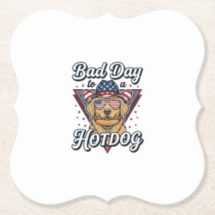 Patriotisches Golden Retriever Hotdog Vintage-Shir Untersetzer