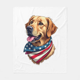 Patriotisches Golden Retriever Kopf Vintage-Shirt Fleecedecke