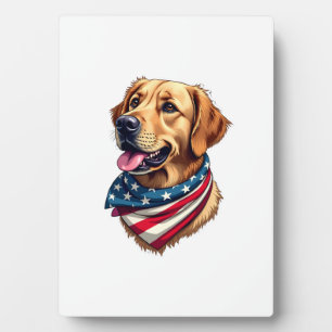 Patriotisches Golden Retriever Kopf Vintage-Shirt Fotoplatte