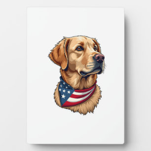 Patriotisches Golden Retriever Kopf Vintage-Shirt  Fotoplatte
