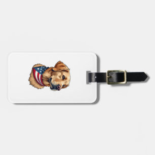 Patriotisches Golden Retriever Kopf Vintage-Shirt  Gepäckanhänger
