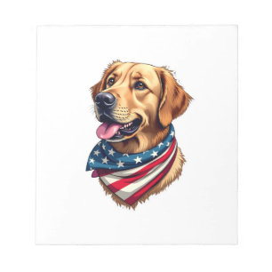 Patriotisches Golden Retriever Kopf Vintage-Shirt Notizblock
